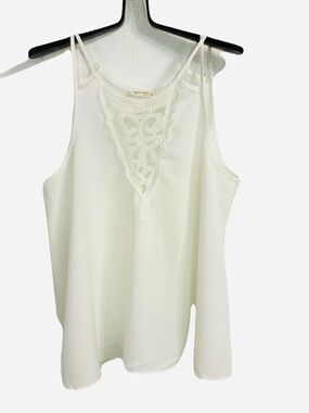 Haute Society Lace-Trim White Camisole Tank Top Sz.L